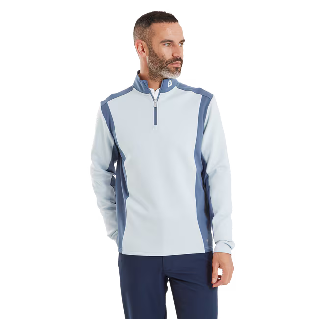 FootJoy Pullover Contrasté ThermoSeries Gris Brume / Bleu Nuit