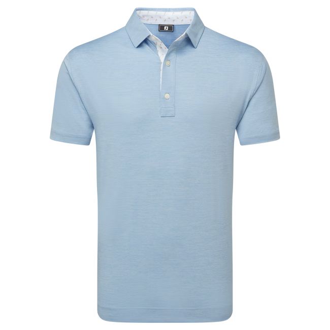 Footjoy polo de hilo de Escocia impression azul cielo jaspeada
