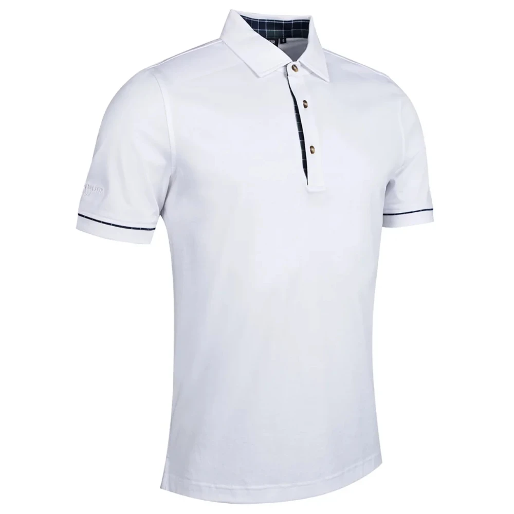 GLENMUIR Polo GORDON en algodón doble mercerizado Blanco estampado Tartan