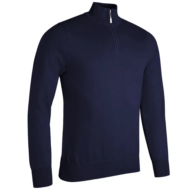 GLENMUIR Jersey 1/4 zip DEVON ligero en algodón Azul Marino