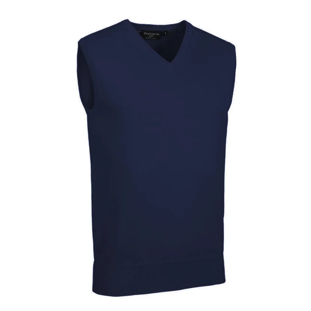 GLENMUIR Jersey col V sin mangas THORNTON ligero en algodón Azul Marino