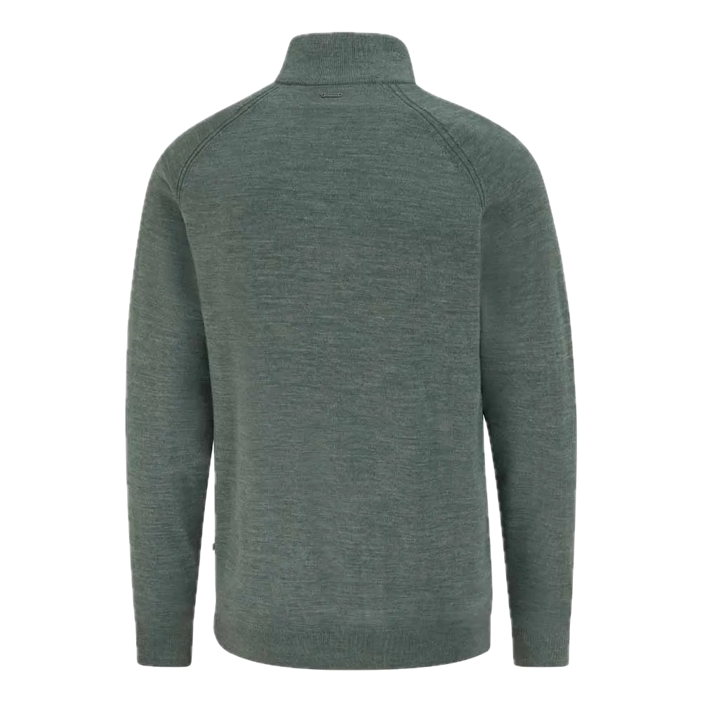 Ping Pull doublé quart-zip Hugh Vert Sauge Chiné