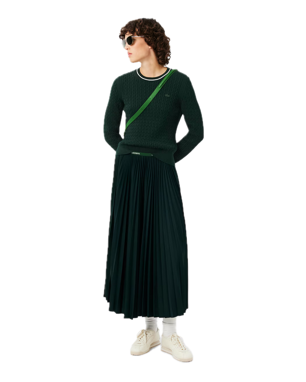 Lacoste Pull maille torsadée Femme Vert Sinople