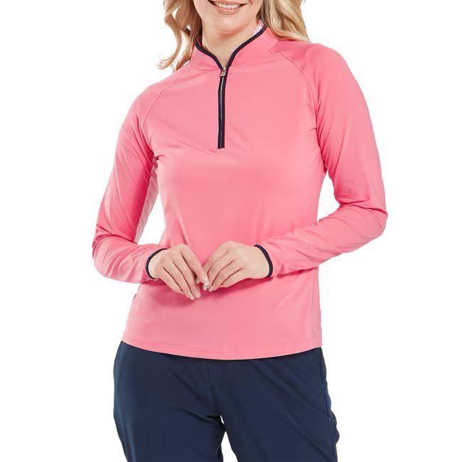 Footjoy polo 1/4 ZIP manches longues anti uv femme rose