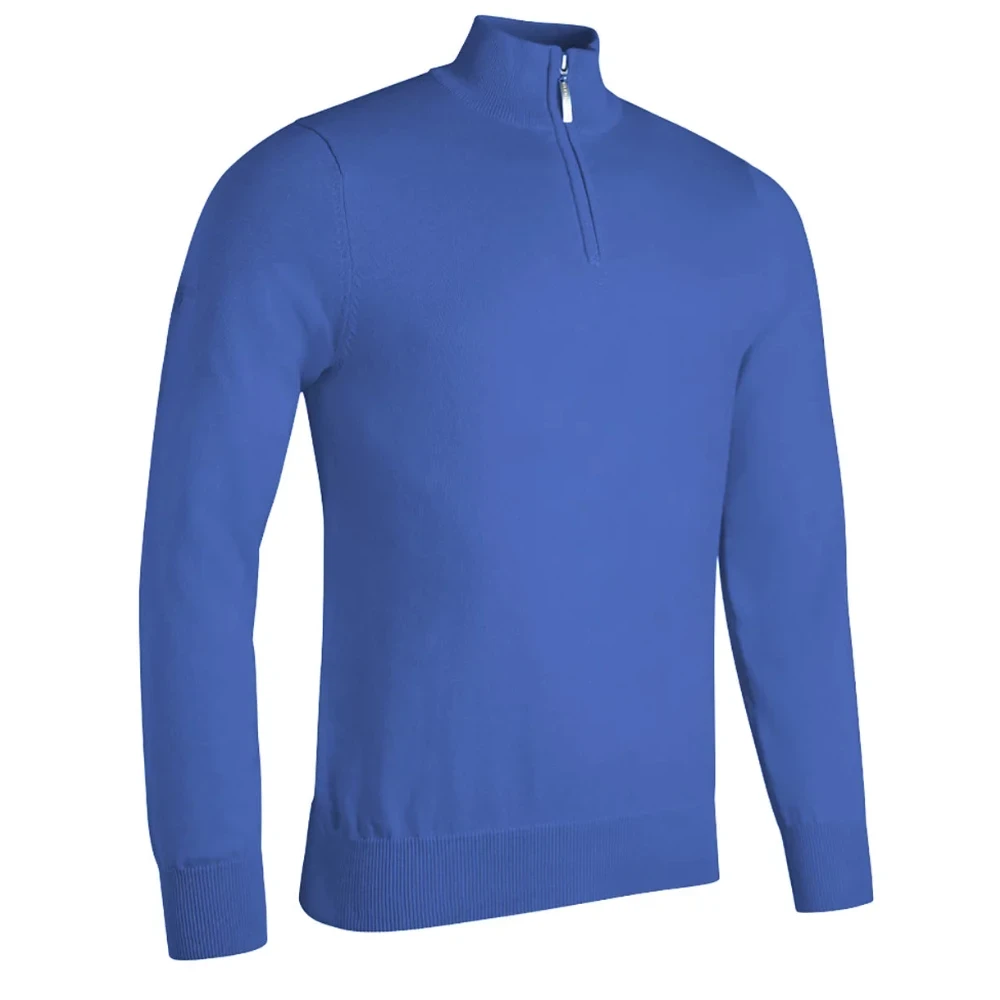 GLENMUIR Jersey 1/4 zip DEVON ligero en algodón Azul Tahiti