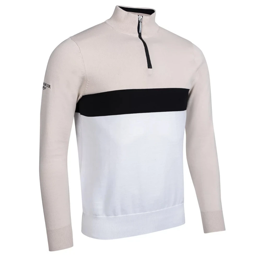 GLENMUIR Jersey 1/4 zip BLAIN ligero en algodón beige negro blanco