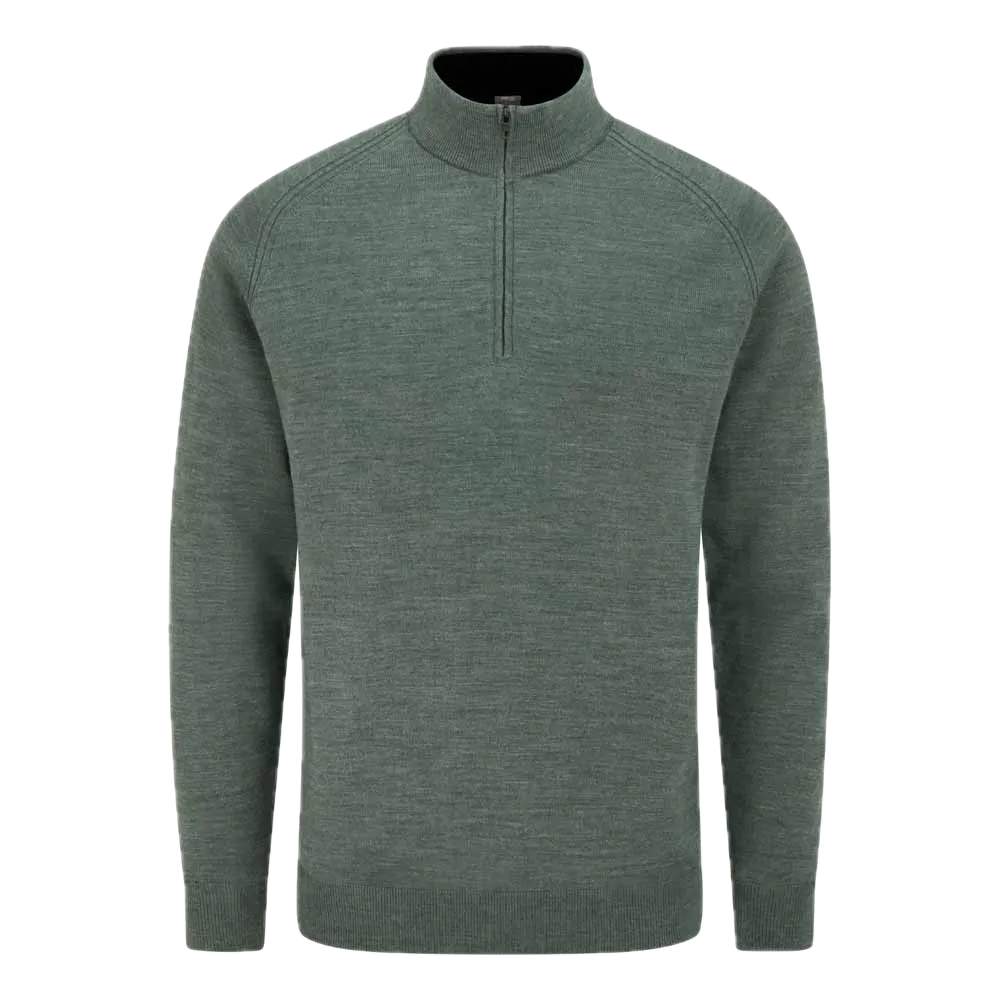 Ping Pull doublé quart-zip Hugh Vert Sauge Chiné