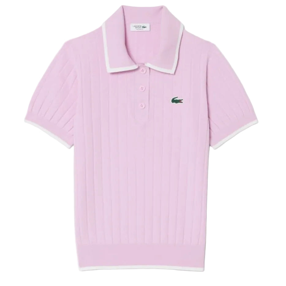 Lacoste Jersey Golf col Polo manga corta Rosa Blanco