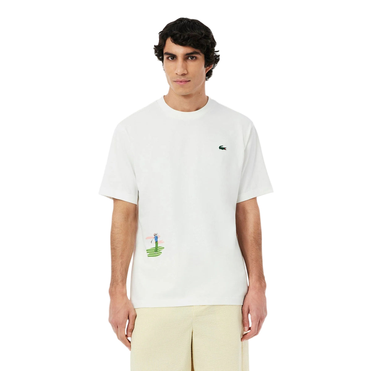 Lacoste T-shirt Golf Ultra Dry Blanc Imprimé